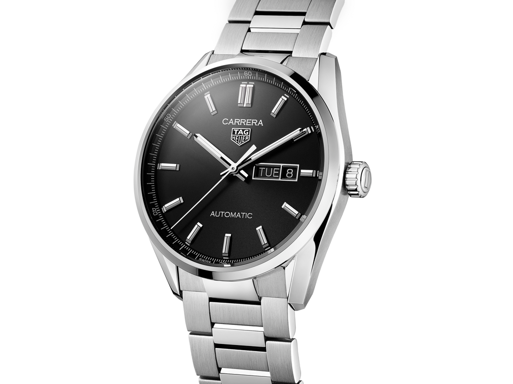 Tag Heuer Carrera Day Date Automatic Black Dial Silver Steel Strap Watch for Men - WBN2010.BA0640 Buy Now By Tag Heuer
