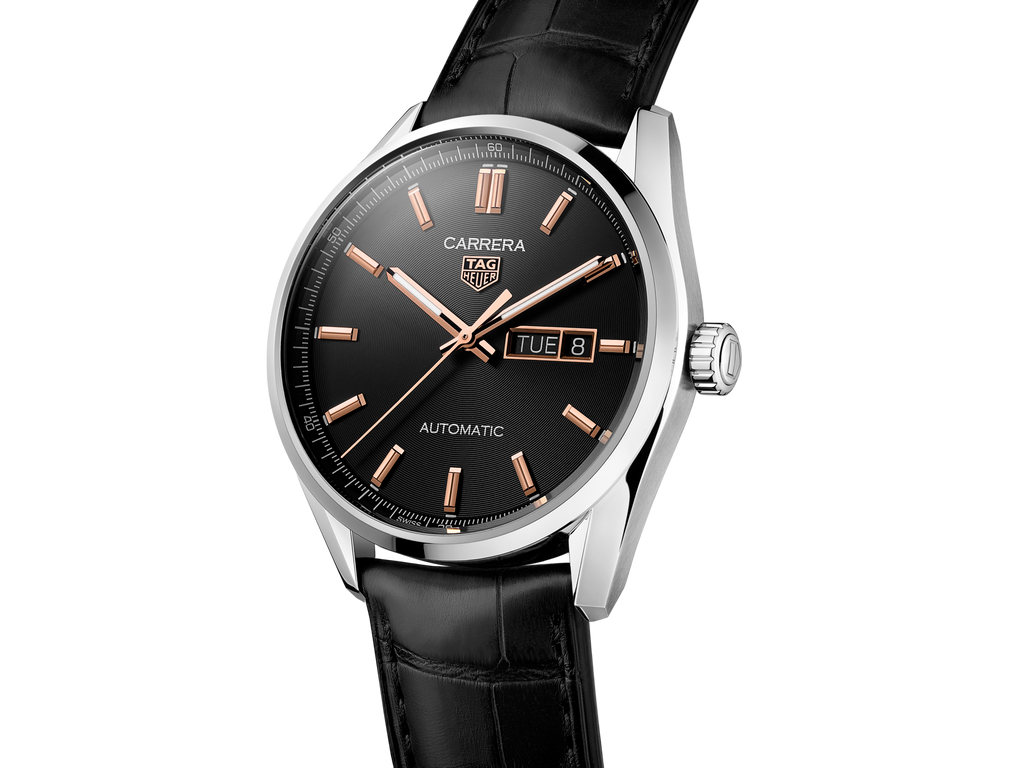 Tag Heuer Carrera Day Date Black Dial Black Leather Strap Watch for Men - WBN2013.FC6503 Buy Now By Tag Heuer