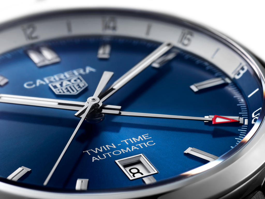 Tag Heuer Carrera Twin Time Blue Dial Silver Steel Strap Watch for Men - WBN201A.BA0640 Buy Now By Tag Heuer