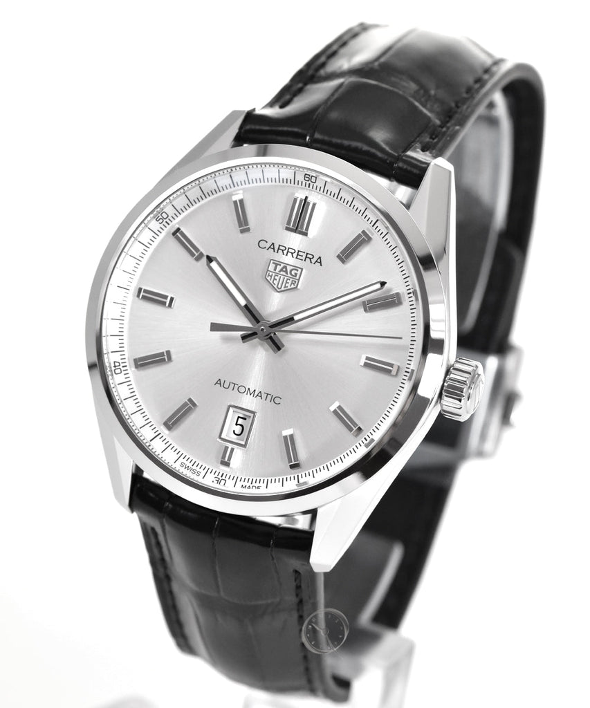 Tag Heuer Carrera Date Silver Dial Black Leather Strap Watch for Men - WBN2111.FC6505 Buy Now By Tag Heuer