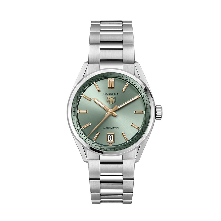 Tag Heuer Carrera Date Automatic 18K Green Dial Silver Steel Strap Watch for Women - WBN2312.BA0001 Buy Now By Tag Heuer