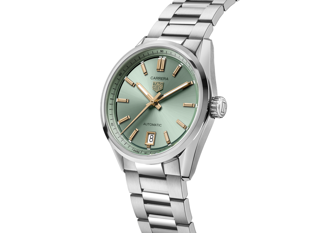 Tag Heuer Carrera Date Automatic 18K Green Dial Silver Steel Strap Watch for Women - WBN2312.BA0001 Buy Now By Tag Heuer