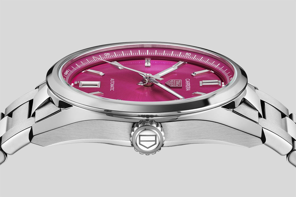 Tag Heuer Carrera Date Automatic 18K Pink Dial Silver Steel Strap Watch for Women - WBN2313.BA0001 Buy Now By Tag Heuer