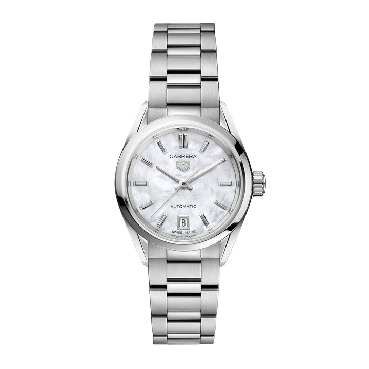 Tag Heuer Carrera Mother of Pearl Dial Silver Steel Strap Watch for Women - WBN2410.BA0621 Buy Now By Tag Heuer
