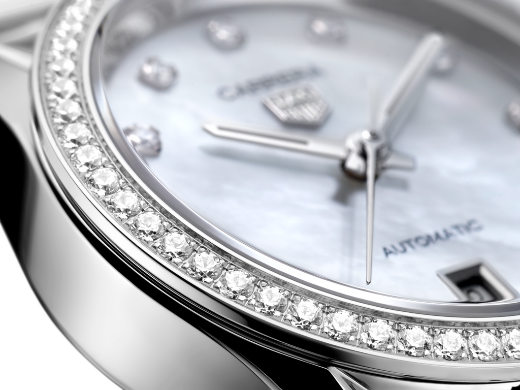 Tag Heuer Carrera Date Diamonds Mother of Pearl Dial Silver Steel Strap Watch for Women - WBN2414.BA0621 Buy Now By Tag Heuer