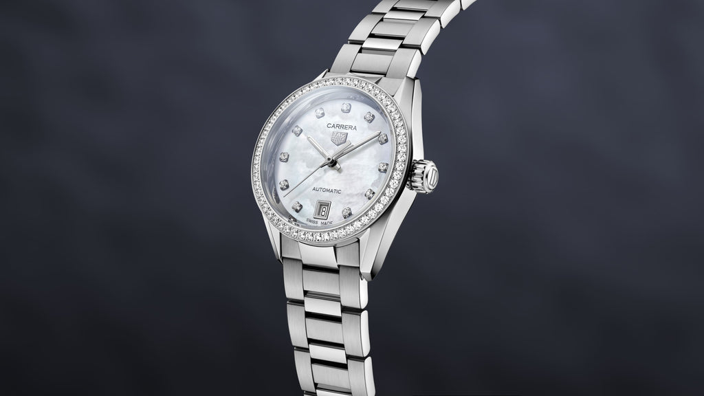 Tag Heuer Carrera Date Diamonds Mother of Pearl Dial Silver Steel Strap Watch for Women - WBN2414.BA0621 Buy Now By Tag Heuer