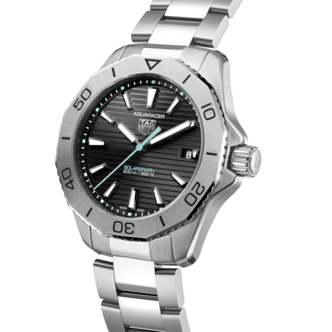 Tag Heuer Aquaracer Professional 200 Solargraph Quartz Black Dial Silver Steel Strap Watch for Men - WBP1114.BA0000 Buy Now By Tag Heuer