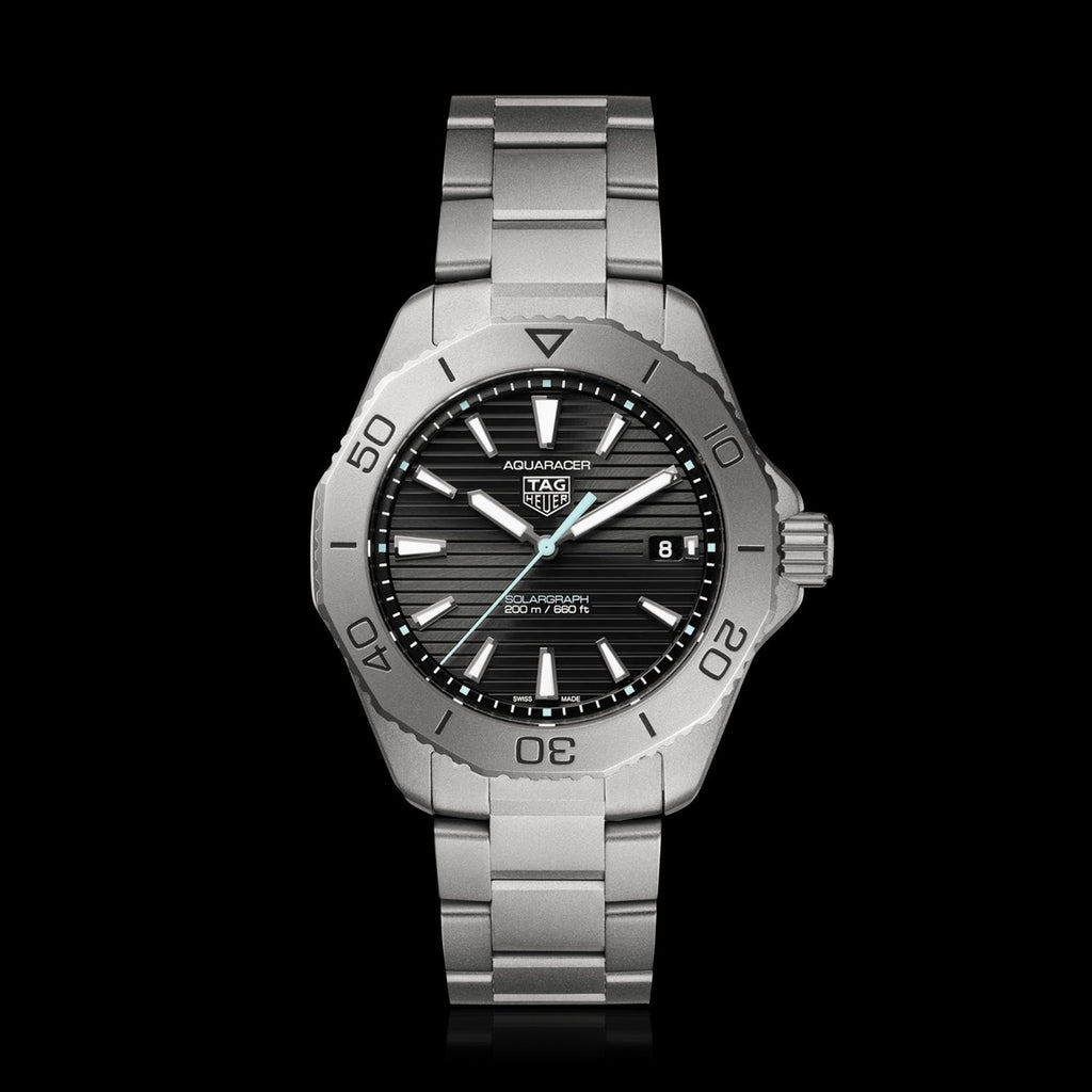 Tag Heuer Aquaracer Professional 200 Solargraph Quartz Black Dial Silver Steel Strap Watch for Men - WBP1180.BF0000 Buy Now By Tag Heuer
