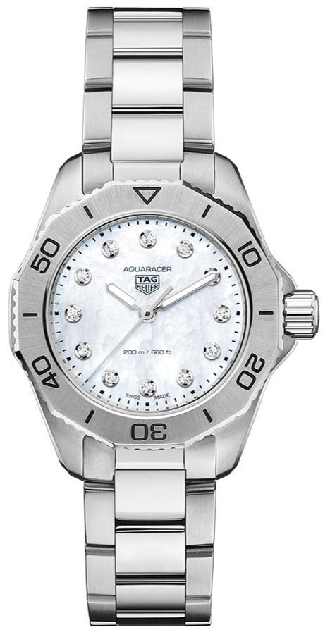 Tag Heuer Aquaracer Professional 200 Quartz Diamond Mother of Pearl Dial Silver Steel Strap Watch for Women - WBP1416.BA0622 Buy Now By Tag Heuer