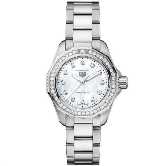 Tag Heuer Carrera Date Diamonds Mother of Pearl Dial Silver Steel Strap Watch for Women - WBN2414.BA0621 Buy Now By Tag Heuer