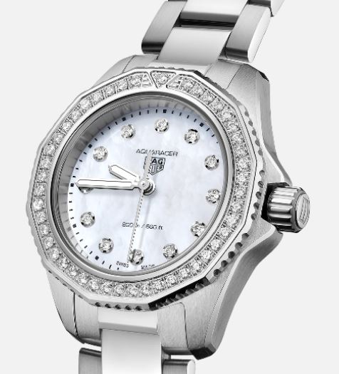 Tag Heuer Aquaracer Professional 200 Quartz Diamond Mother of Pearl Dial Silver Steel Strap Watch for Women - WBP1417.BA0622 Buy Now By Tag Heuer
