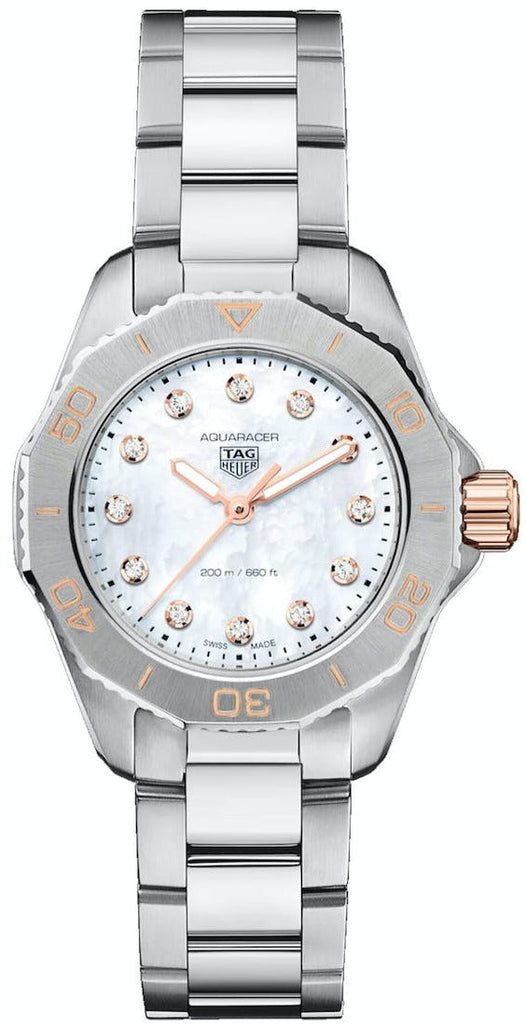 Tag Heuer Aquaracer Professional 200 Quartz Diamonds White Dial Silver Steel Strap Watch for Women - WBP1450.BA0622 Buy Now By Tag Heuer