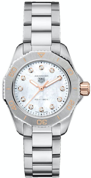 Tag Heuer Aquaracer Professional 200 Quartz Diamonds White Dial Silver Steel Strap Watch for Women - WBP1450.BA0622 Buy Now By Tag Heuer