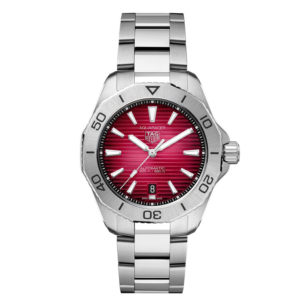 Tag Heuer Aquaracer Professional 200 Automatic Red Dial Silver Steel Strap Watch for Men - WBP2114.BA0627 Buy Now By Tag Heuer