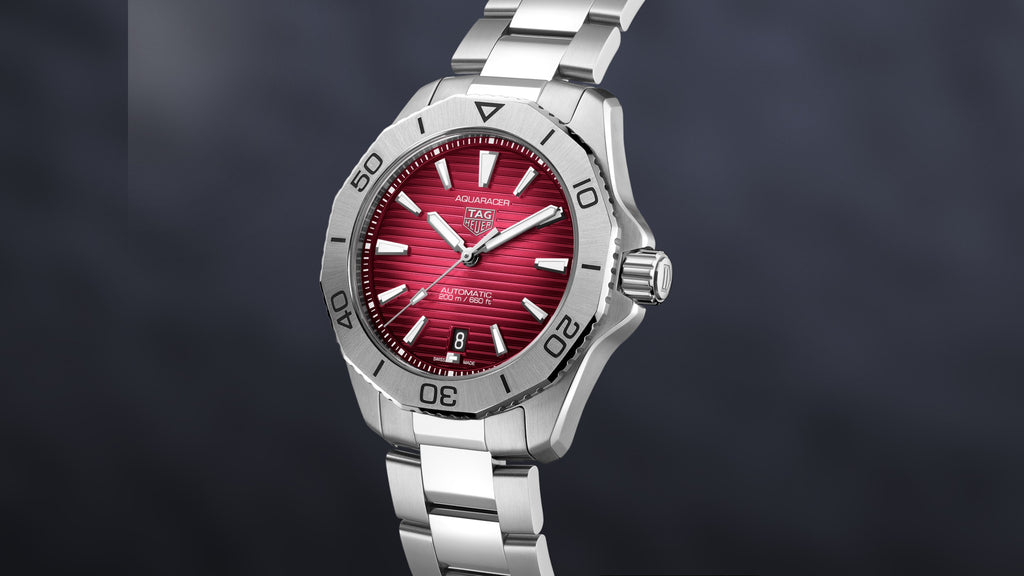 Tag Heuer Aquaracer Professional 200 Automatic Red Dial Silver Steel Strap Watch for Men - WBP2114.BA0627 Buy Now By Tag Heuer