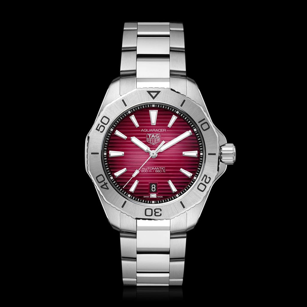 Tag Heuer Aquaracer Professional 200 Automatic Red Dial Silver Steel Strap Watch for Men - WBP2114.BA0627 Buy Now By Tag Heuer
