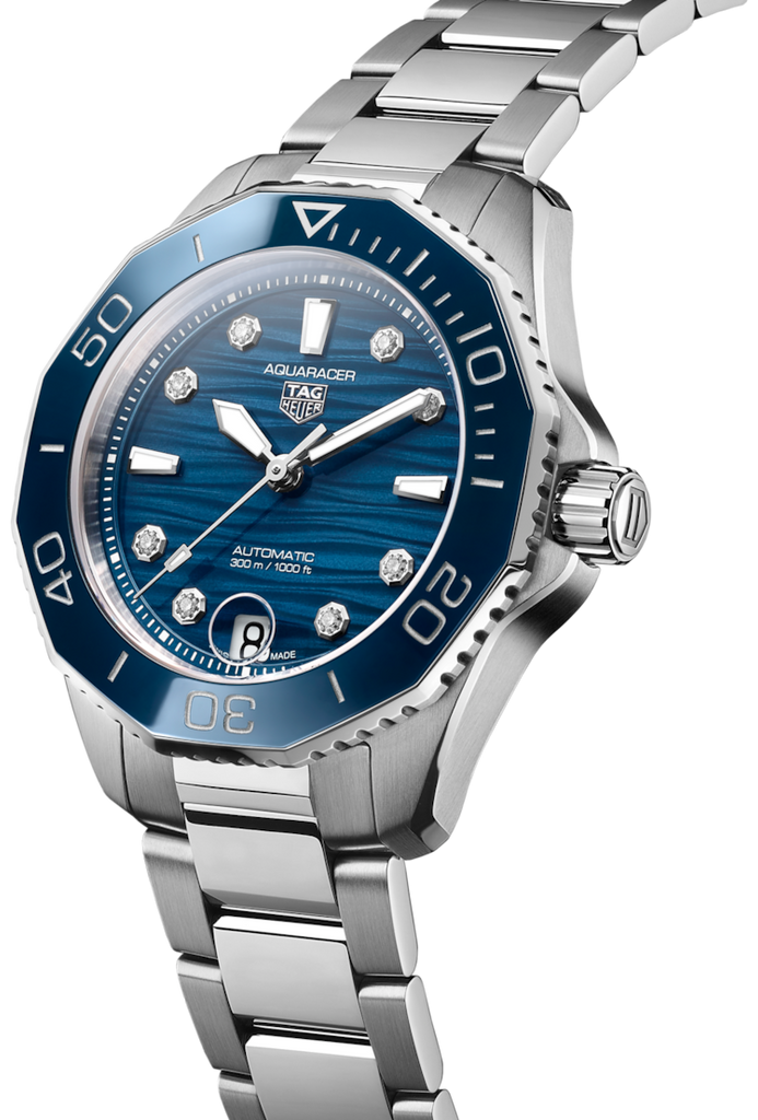Tag Heuer Aquaracer Professional 300 Automatic Diamonds Blue Dial Silver Steel Strap Watch for Women - WBP231B.BA0618 Buy Now By Tag Heuer
