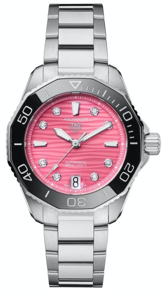 Tag Heuer Aquaracer Professional 300 Automatic Diamonds Pink Dial Silver Steel Strap Watch for Women - WBP231J.BA0618 Buy Now By Tag Heuer