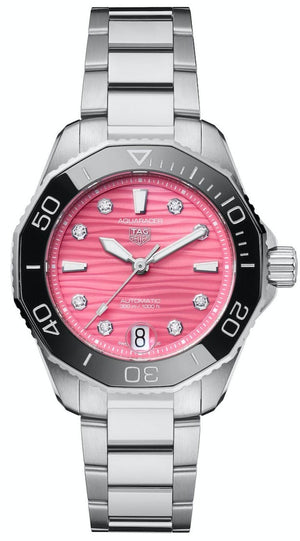 Tag Heuer Aquaracer Professional 300 Automatic Diamonds Pink Dial Silver Steel Strap Watch for Women - WBP231J.BA0618 Buy Now By Tag Heuer