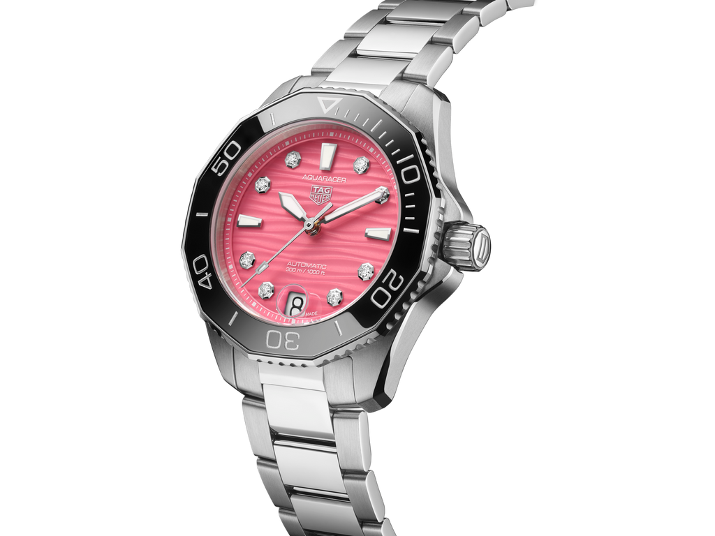 Tag Heuer Aquaracer Professional 300 Automatic Diamonds Pink Dial Silver Steel Strap Watch for Women - WBP231J.BA0618 Buy Now By Tag Heuer