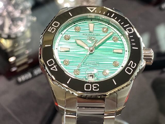 Tag Heuer Aquaracer Professional 300 Automatic Diamonds Green Dial Silver Steel Strap Watch for Women - WBP231K.BA0618 Buy Now By Tag Heuer