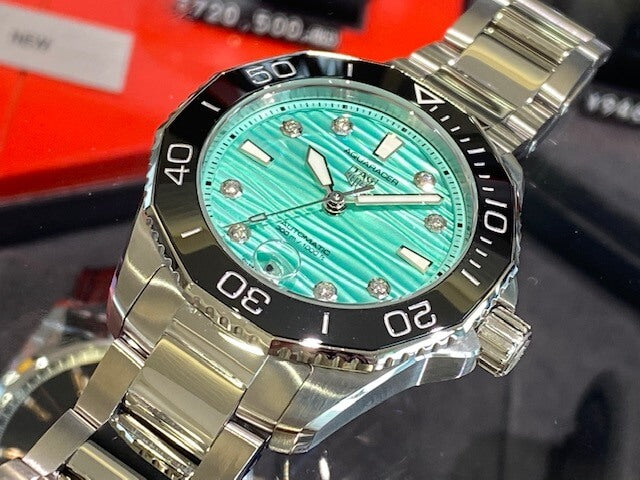 Tag Heuer Aquaracer Professional 300 Automatic Diamonds Green Dial Silver Steel Strap Watch for Women - WBP231K.BA0618 Buy Now By Tag Heuer
