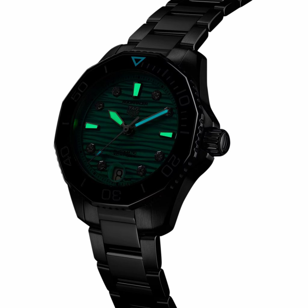 Tag Heuer Aquaracer Professional 300 Automatic Diamonds Green Dial Silver Steel Strap Watch for Women - WBP231K.BA0618 Buy Now By Tag Heuer
