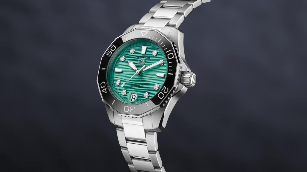 Tag Heuer Aquaracer Professional 300 Automatic Diamonds Green Dial Silver Steel Strap Watch for Women - WBP231K.BA0618 Buy Now By Tag Heuer
