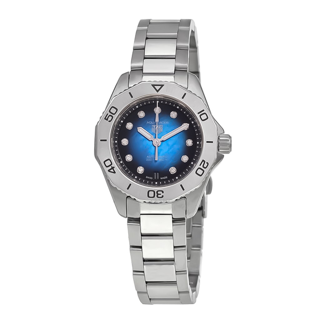 Tag Heuer Aquaracer Professional 200 Automatic Diamond Blue Dial Silver Steel Strap Watch for Women - WBP2411.BA0622 Buy Now By Tag Heuer