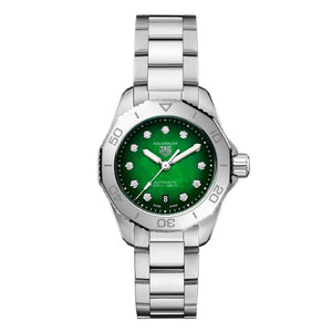 Tag Heuer Aquaracer Professional 200 Automatic Diamond Green Dial Silver Steel Strap Watch for Women - WBP2415.BA0622 Buy Now By Tag Heuer