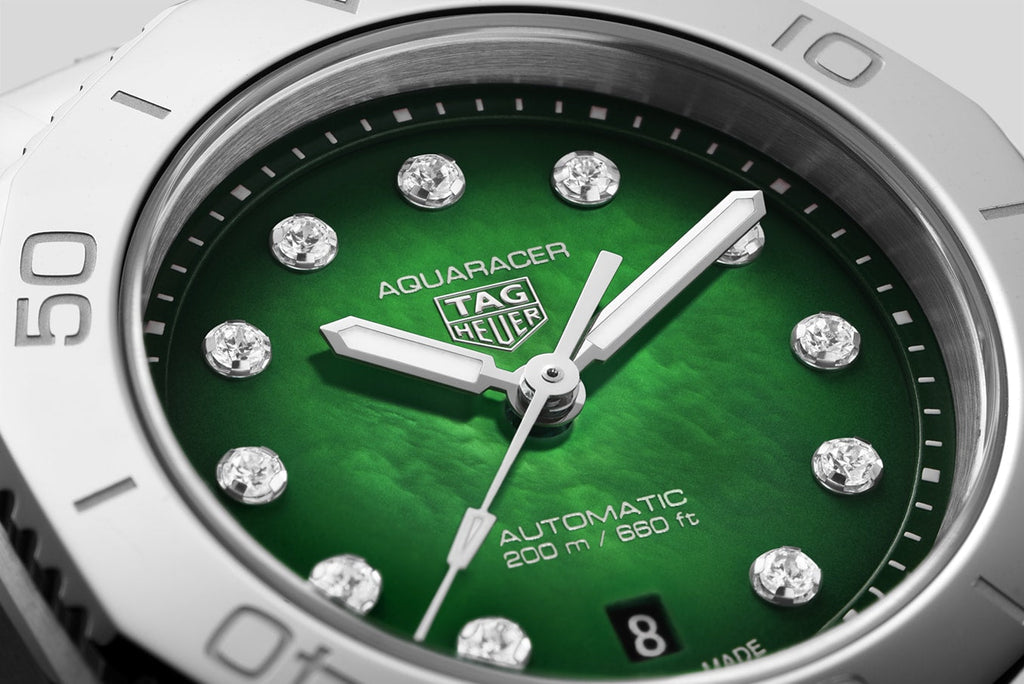 Tag Heuer Aquaracer Professional 200 Automatic Diamond Green Dial Silver Steel Strap Watch for Women - WBP2415.BA0622 Buy Now By Tag Heuer