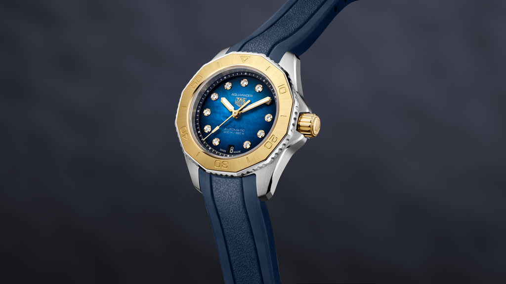Tag Heuer Aquaracer Professional 200 Automatic Diamonds Blue Dial Blue Rubber Strap Watch for Women - WBP2450.FT6215 Buy Now By Tag Heuer