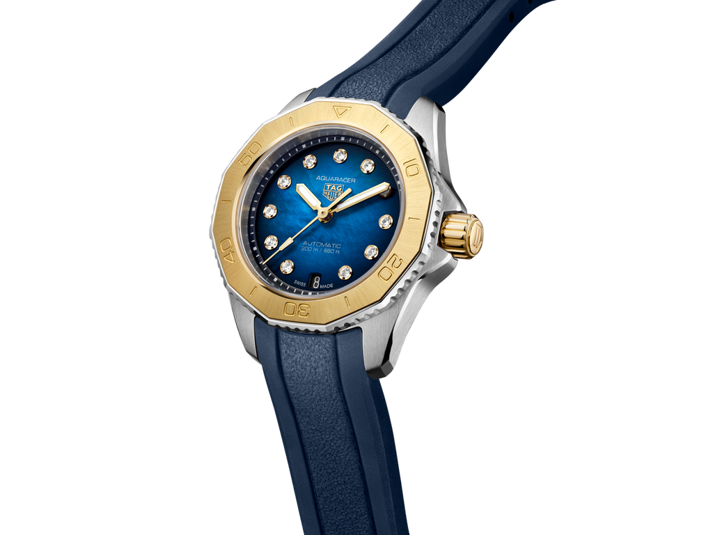 Tag Heuer Aquaracer Professional 200 Automatic Diamonds Blue Dial Blue Rubber Strap Watch for Women - WBP2450.FT6215 Buy Now By Tag Heuer