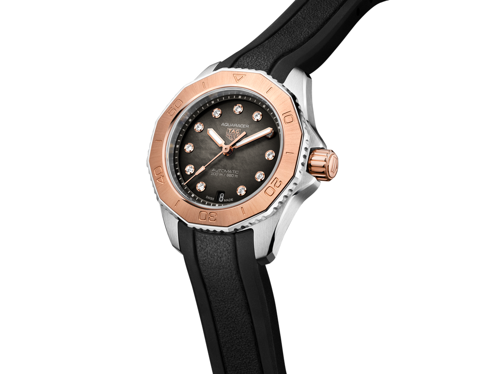 Tag Heuer Aquaracer Professional 200 Automatic Diamonds Black Dial Black Rubber Strap Watch for Women - WBP2451.FT6200 Buy Now By Tag Heuer
