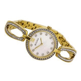 Bulova Crystal Collection Mother of Pearl Dial Gold Steel Strap Watch for Women - 98L225 Buy Now By Bulova