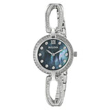 Bulova Crystal Black Mother of Pearl Dial Silver Steel Strap Watch for Women - 96L224 Buy Now By Bulova