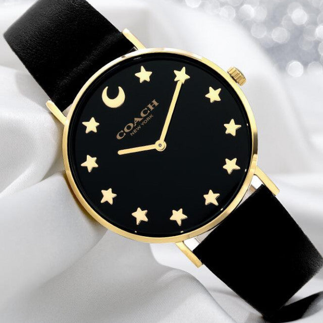 Coach Perry Black Dial Black Leather Strap Watch for Women - 14503042 Buy Now By Coach