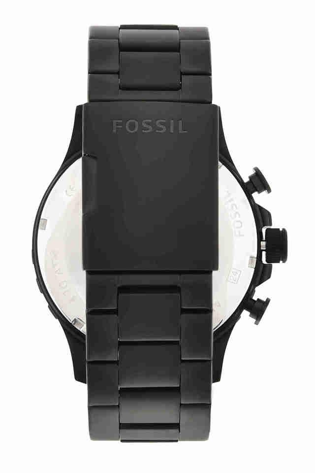 Fossil Nate Chrongraph Ion Plated Black Dial Black Steel Strap Watch for Men - JR1356 Buy Now By Fossil