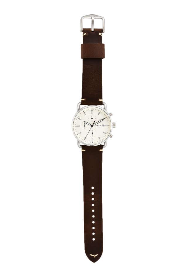 Fossil The Commuter White Dial Brown Leather Strap Watch for Men - FS5402 Buy Now By Fossil