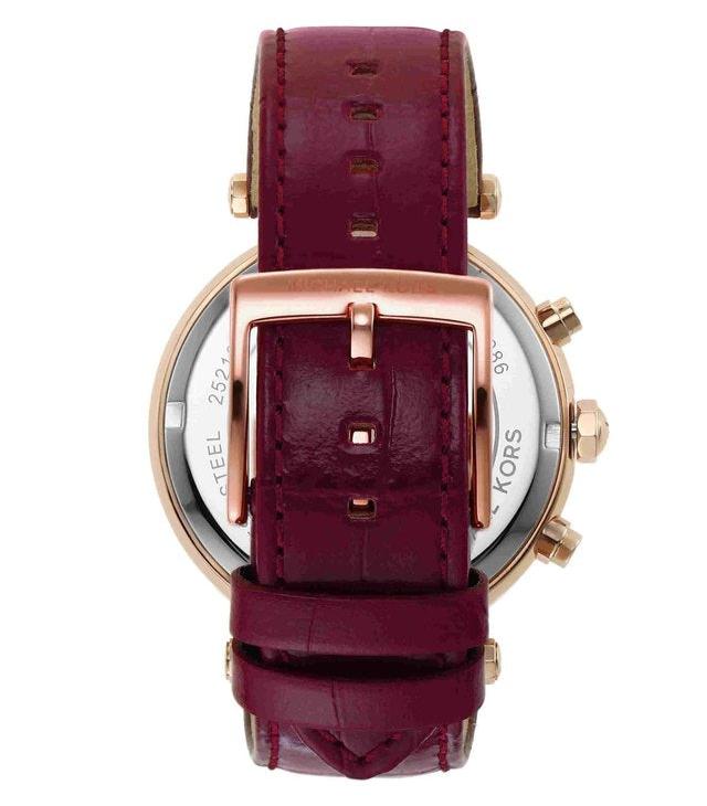 Michael Kors Sawyer Maroon Dial Maroon Leather Strap Watch for Women - MK2426 Buy Now By Michael Kors