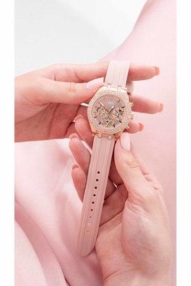Guess Heiress Diamonds Rose Gold Dial Pink Rubber Strap Watch for Women - GW0407L3 Buy Now By Guess
