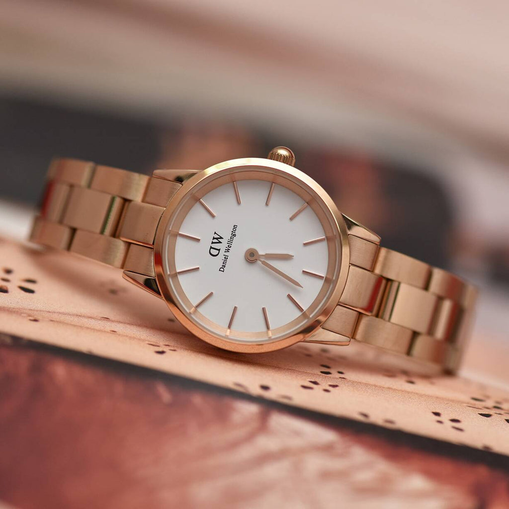 Daniel Wellington Iconic Link White Dial Rose Gold Steel Strap Watch for Women - DW00100213 Buy Now By Daniel Wellington
