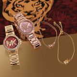 Michael Kors Camille Analog Red Dial Gold Steel Strap Watch For Women - MK7196 Buy Now By Michael Kors