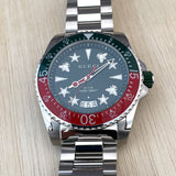Gucci Dive Quartz Green Dial Silver Steel Strap Watch For Men - YA136222 Buy Now By Gucci