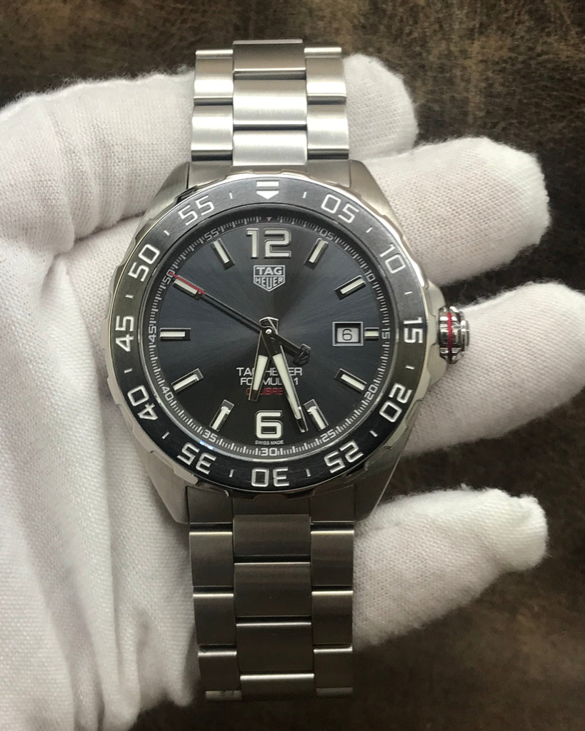 Tag Heuer Formula 1 Calibre 5 Chronograph Anthracite Dial Silver Steel Strap Watch for Men - WAZ2011.BA0842 Buy Now By Tag Heuer