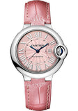 Cartier Ballon Bleu De Cartier Pink Dial Pink Leather Strap Watch for Women - WSBB0007 Buy Now By Cartier
