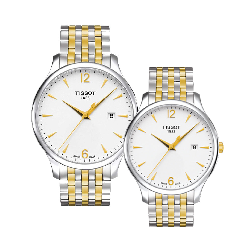Tissot T Classic Tradition White Dial Two Tone Mesh Bracelet Watch for Women - T063.210.22.037.00 Buy Now By Tissot