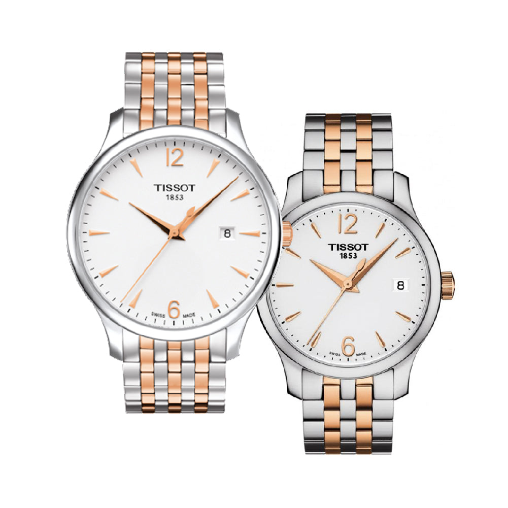Tissot T Classic Tradition White Dial Two Tone Mesh Bracelet Watch For Men - T063.610.22.037.01 Buy Now By Tissot