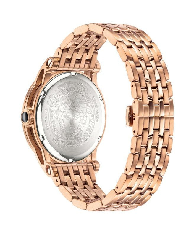 Versace Palazzo Empire Black Dial Rose Gold Steel Strap Watch for Men - VERD00718 Buy Now By Versace