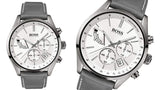 Hugo Boss Grand Prix White Dial Grey Leather Strap Watch for Men - 1513633 Buy Now By Hugo Boss